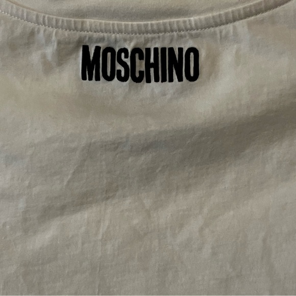 MOSCHINO Bullchic Print T-Shirt Women’s Short Sleeve Size 4 White - Picture 13 of 16
